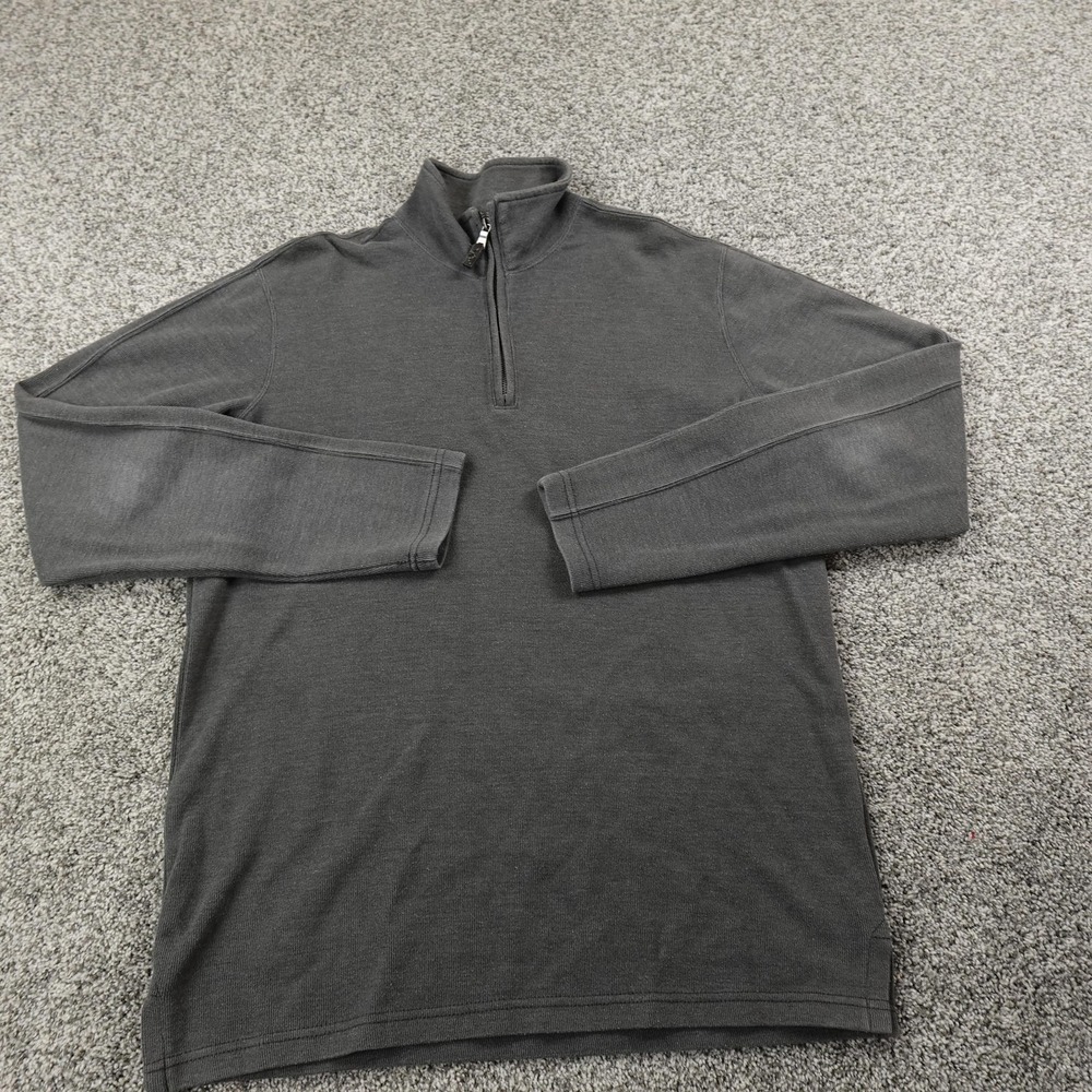 Eddie Bauer‎ Sweater Mens LT Large Tall Gray Pullover 1/4 Zip Mock Neck Outdoors